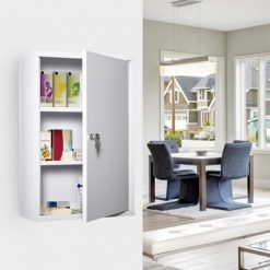 Best deal ๐ kleankin Steel Wall Mount Medicine Cabinet 3 Tier Emergency Box for Bathroom Kitchen, Lockable with 2 Keys, White ๐