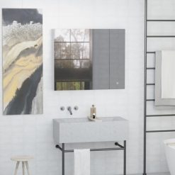 Buy ๐ kleankin LED Medicine Cabinet, Wall-Mounted Bathroom Vanity Mirror Organizer with Dimmer Touch Switch, Three Doors, and USB Charged, White โจ