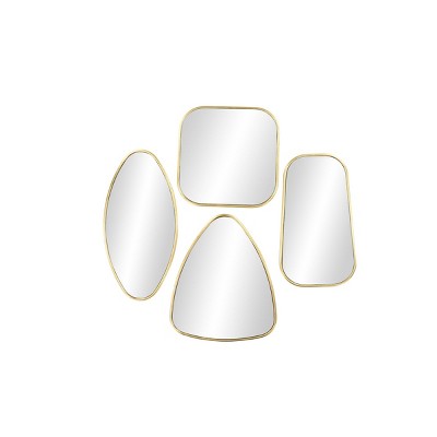 Coupon 🔔 Set of 4 Large Geometric Metallic Wall Mirrors Gold - CosmoLiving by Cosmopolitan 🎁 - Image 8