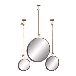 Brand new ✨ Olivia & May Set of 3 Modern Iron Framed Wall Mirrors with Rope Hangers - Olivia & May 👍