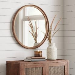 Top 10 ❤️ 26" Classic Wood Round Mirror - Threshold™ Natural 👍