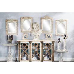 Wholesale 🛒 Olivia & May Set of 4 Large Rectangular Distressed Carved Wood Wall Mirrors White - Olivia & May 👍