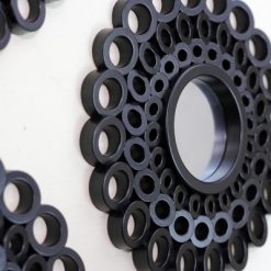 Promo 🌟 Northlight Set of 3 Round Black Cascading Angular Orbs Mirrors 9.5" 🌟