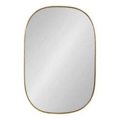 Buy ⌛ Kate & Laurel All Things Decor 24" x 36" Caskill Capsule Framed Wall Mirror Gold - Kate and Laurel 😀