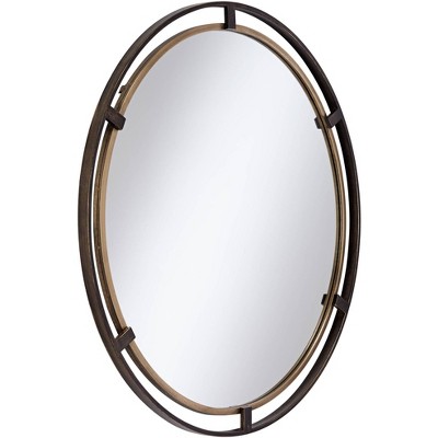 Outlet 🤩 Uttermost Round Vanity Decorative Wall Mirror Rustic Distressed Bronze Antiqued Gold Frame 34" Wide Bathroom Bedroom Living Room ✔️ - Image 3