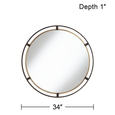 Outlet 🤩 Uttermost Round Vanity Decorative Wall Mirror Rustic Distressed Bronze Antiqued Gold Frame 34" Wide Bathroom Bedroom Living Room ✔️ - Image 4