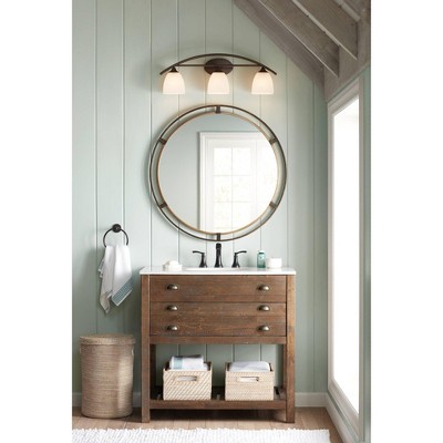 Outlet 🤩 Uttermost Round Vanity Decorative Wall Mirror Rustic Distressed Bronze Antiqued Gold Frame 34" Wide Bathroom Bedroom Living Room ✔️ - Image 5