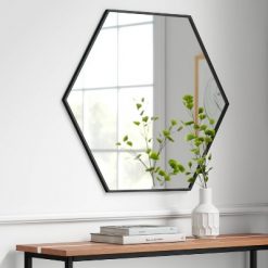New ✔️ 30" x 26" Metal Hexagon Mirror MDF Back - Project 62™ Black ✨
