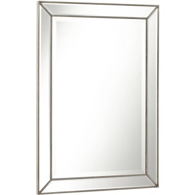 Best Sale π Uttermost Rectangular Vanity Wall Mirror Modern Beaded Border Silver Pewter Frame Beveled 24" Wide Bathroom Bedroom Living Room π - Image 3