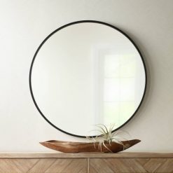 Buy ✨ Uttermost Round Vanity Decorative Wall Mirror Modern Matte Black Thin Metal Frame 34" Wide for Bathroom Bedroom Living Room Home 🎁