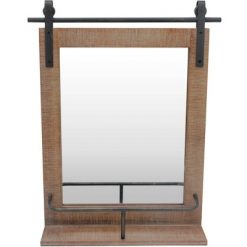 Hot Sale ๐ Ivy Wood Farmhouse Barn Door Mirror with Shelf - FirsTime Rustic Wood ๐